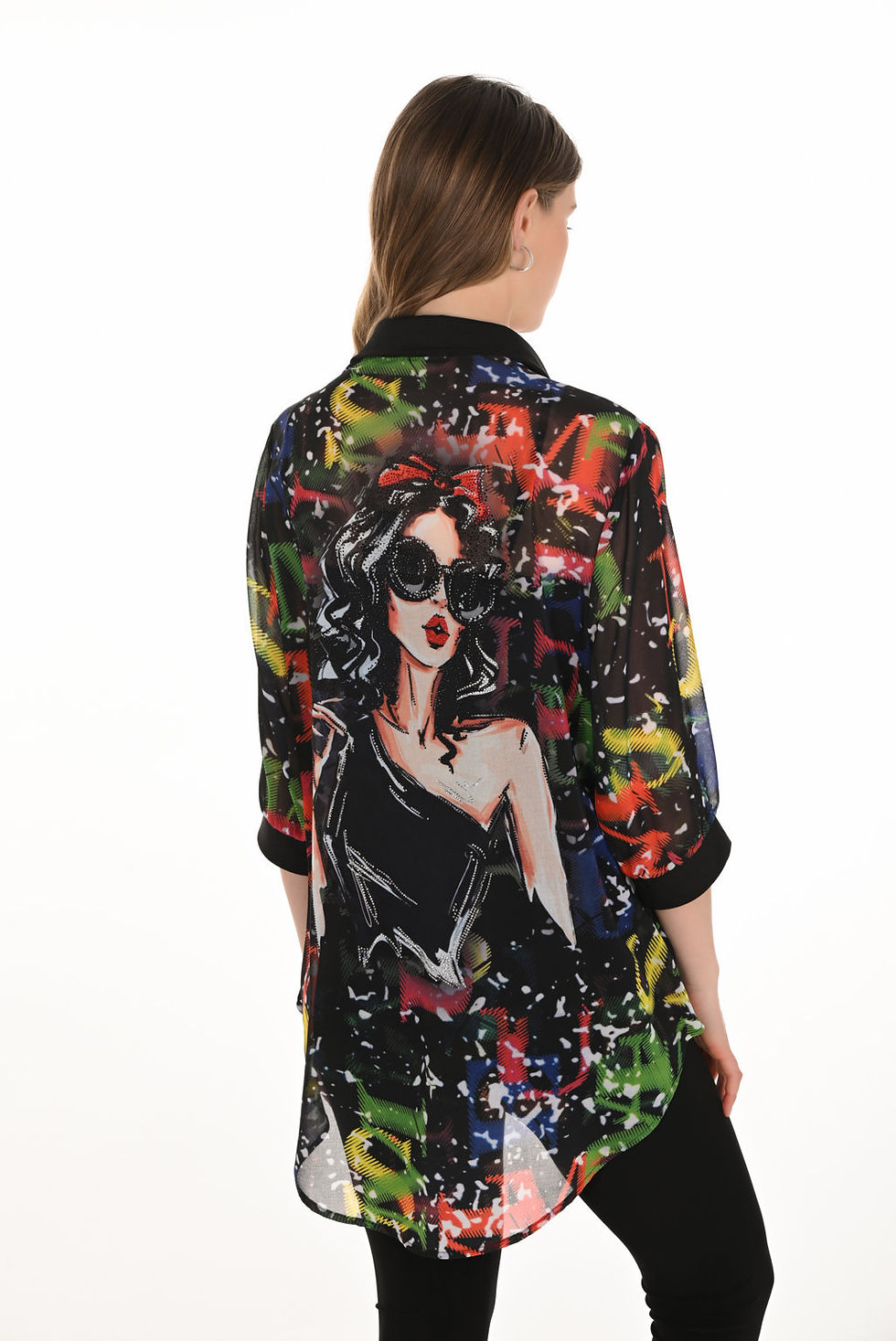 Miniature : Frank Lyman Black/Multi Blouse Style 254932