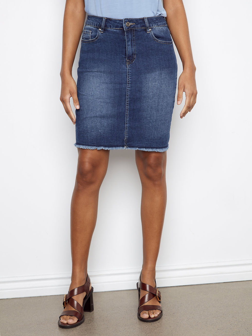 Thumbnail: Charlie B Indigo Jeans Skort Style C7042