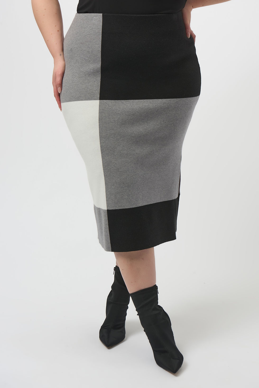 Thumbnail: Joseph Ribkoff Black/Grey/Vanilla Skirt Style 253908