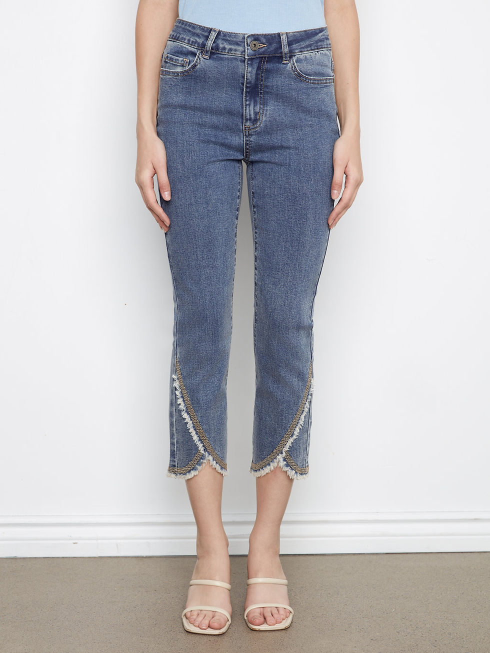 Miniature : Charlie B Medium Blue/Beige 7/8 Jeans Style C5777