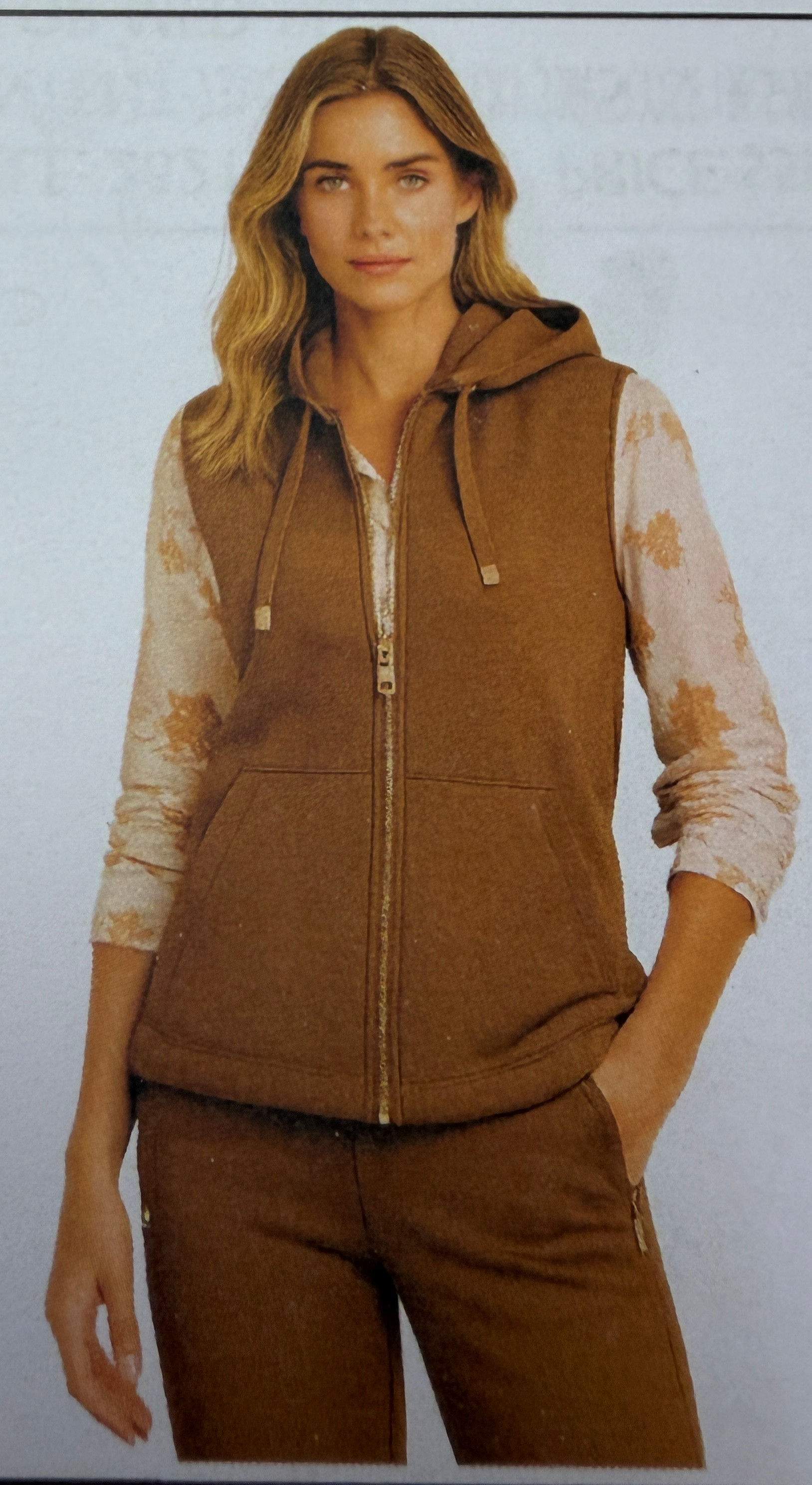 Orly Pecan Hooded Vest Style 262126