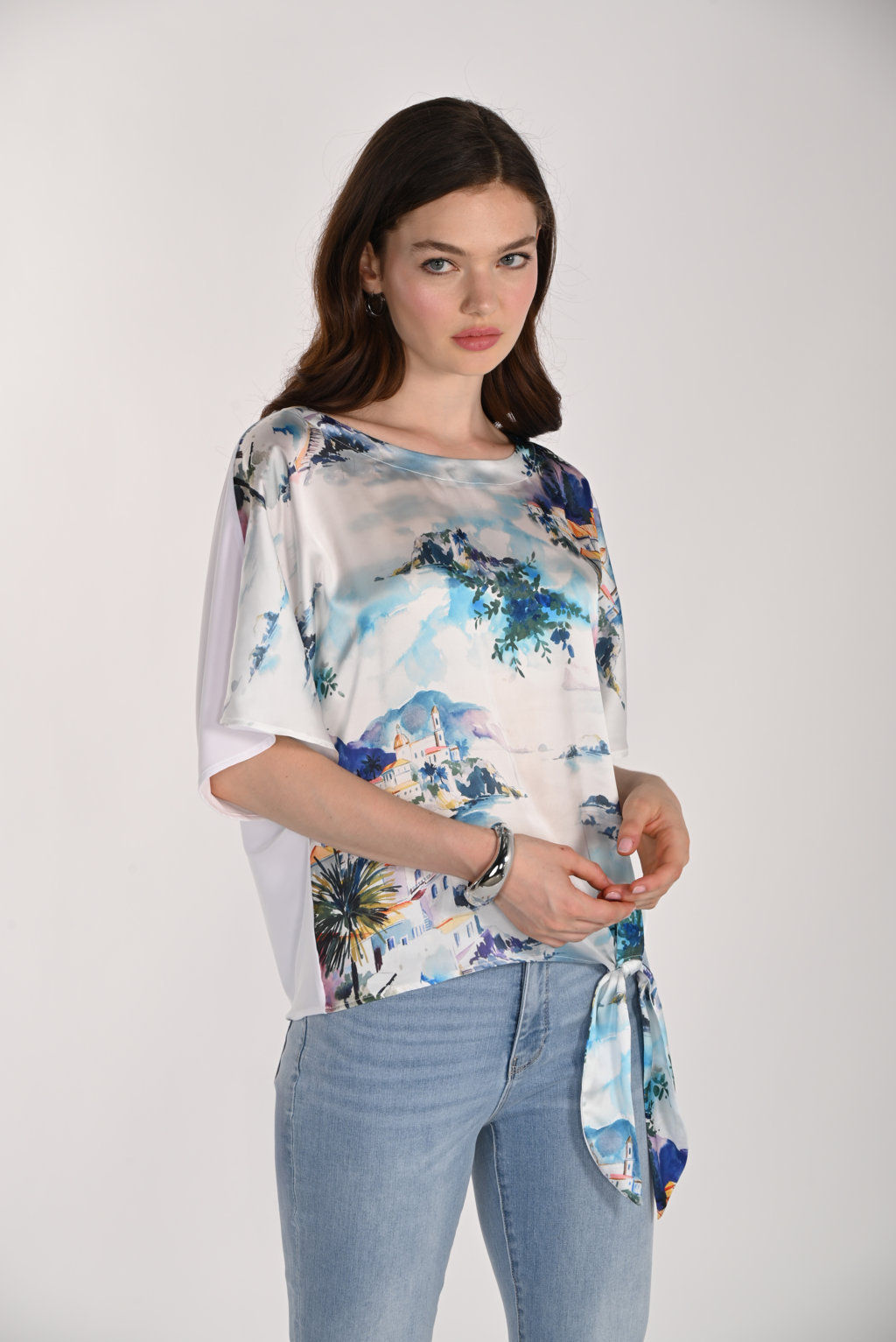 Frank Lyman Off White/Blue/Multi Top With Cami Style 261233