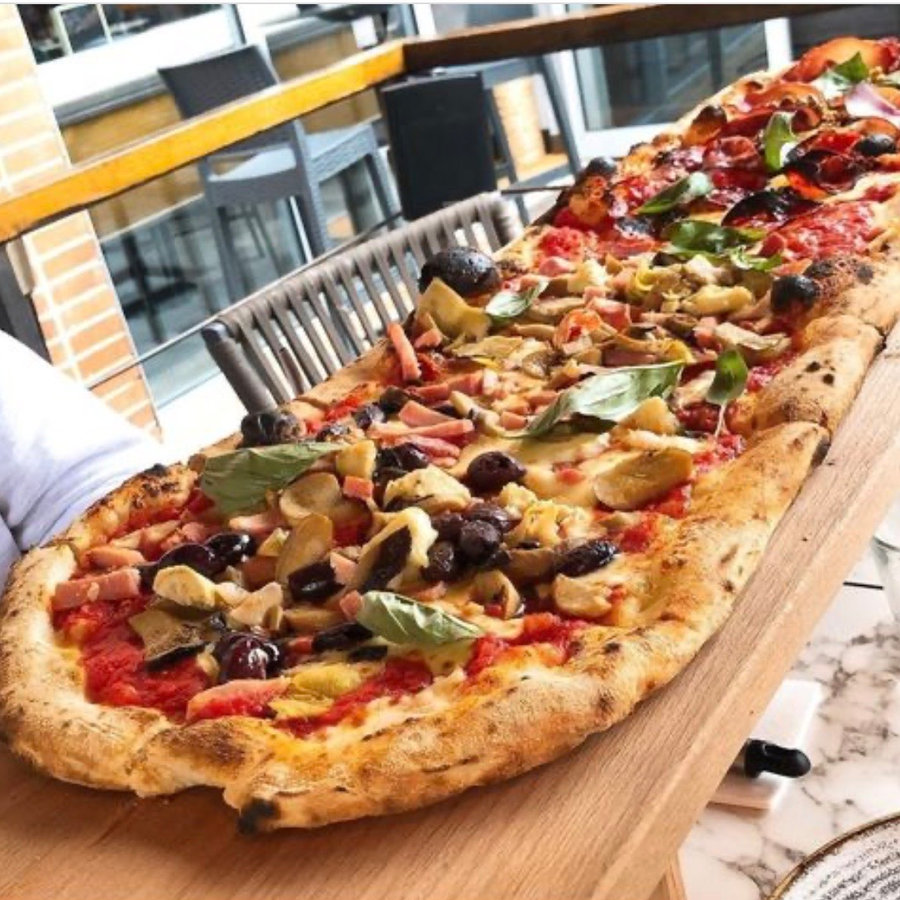 Neapolitan pizza from the wood-fired oven