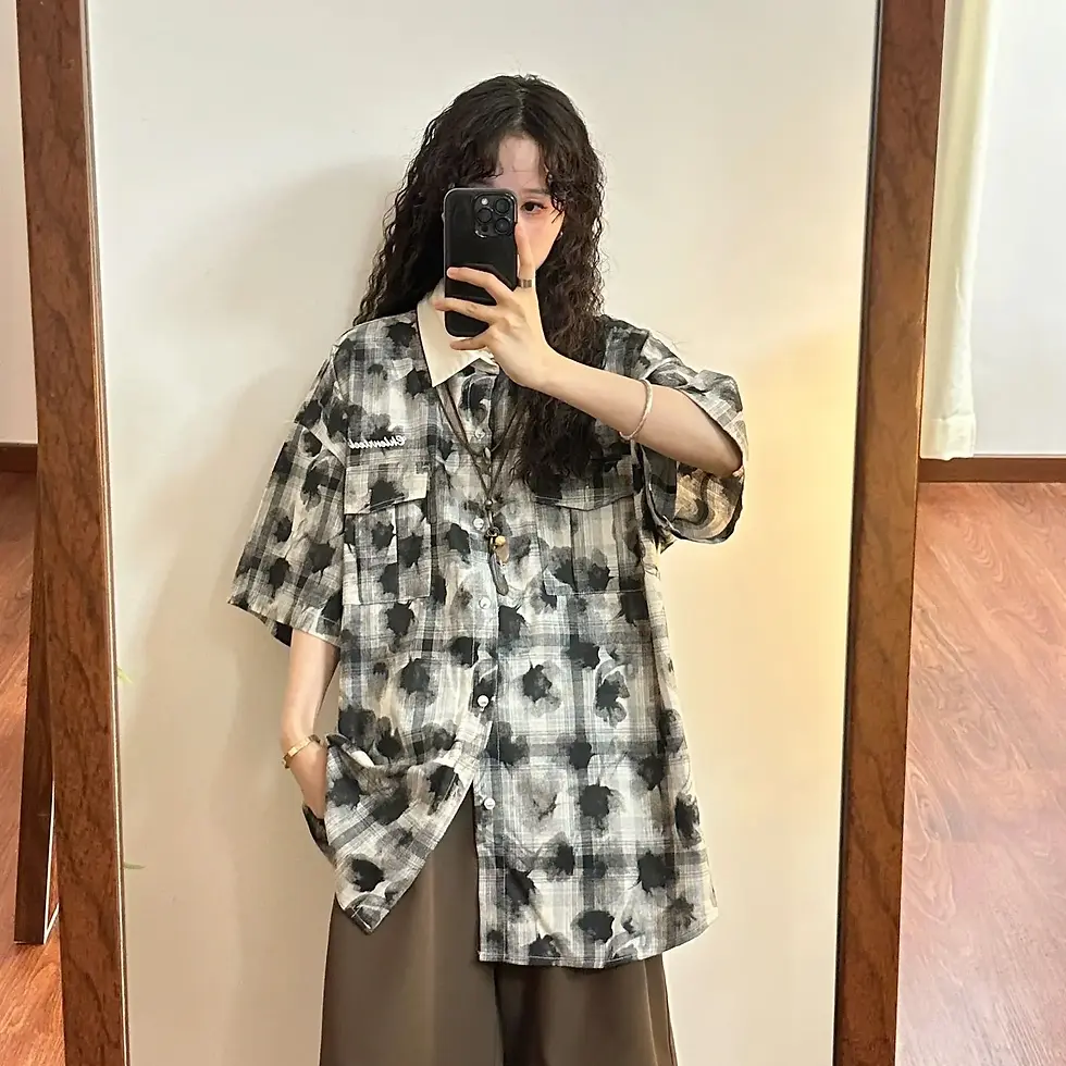 Miniatura: 2025 Blusas Mujer De Moda Summer Blouses Women Clothing Short Sleeve Print Stree