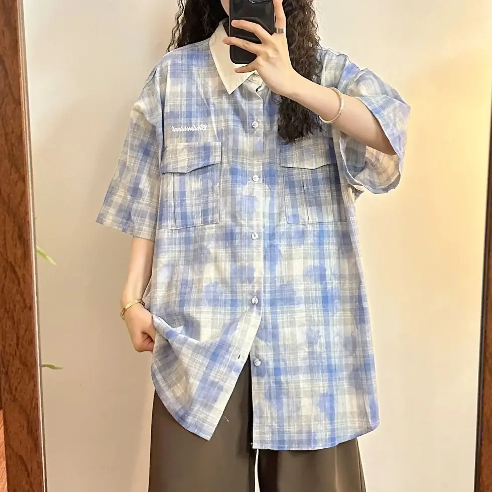 Miniatura: 2025 Blusas Mujer De Moda Summer Blouses Women Clothing Short Sleeve Print Stree