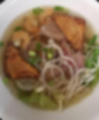 Noodle soup with Pot Stickers, shrimp and pork