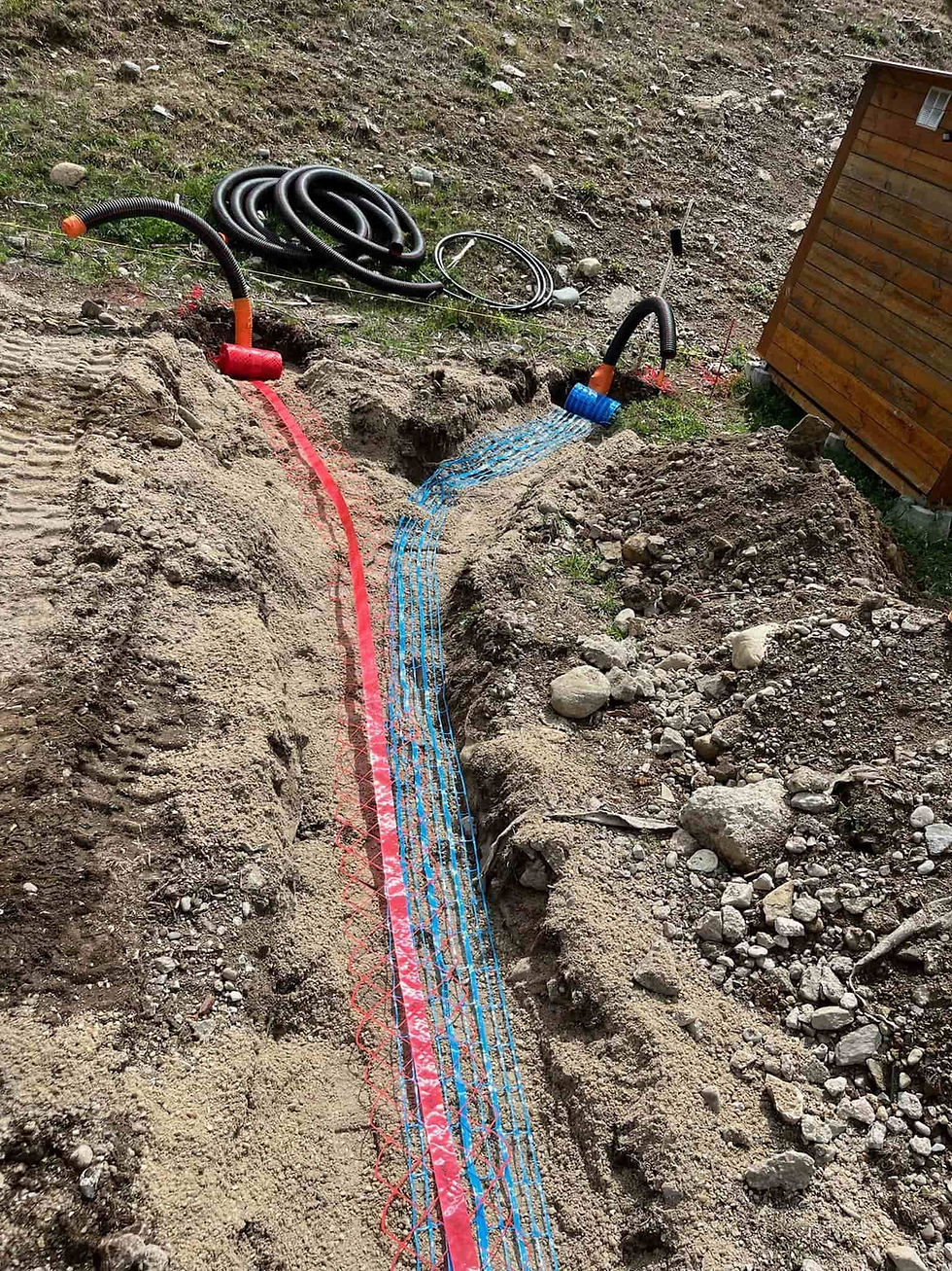 projet de pose de tuyaux, préparation d'une tranchée.