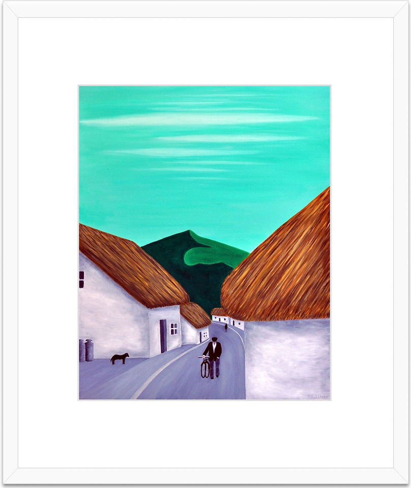 Framed fine art print of an Irish village scene — Connemara-inspired artwork by Dan’s Artworks.