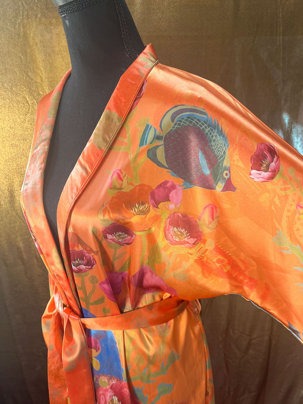 Thumbnail: "Sea of Love" Fish&Flower Kimono - Only 1 Available!