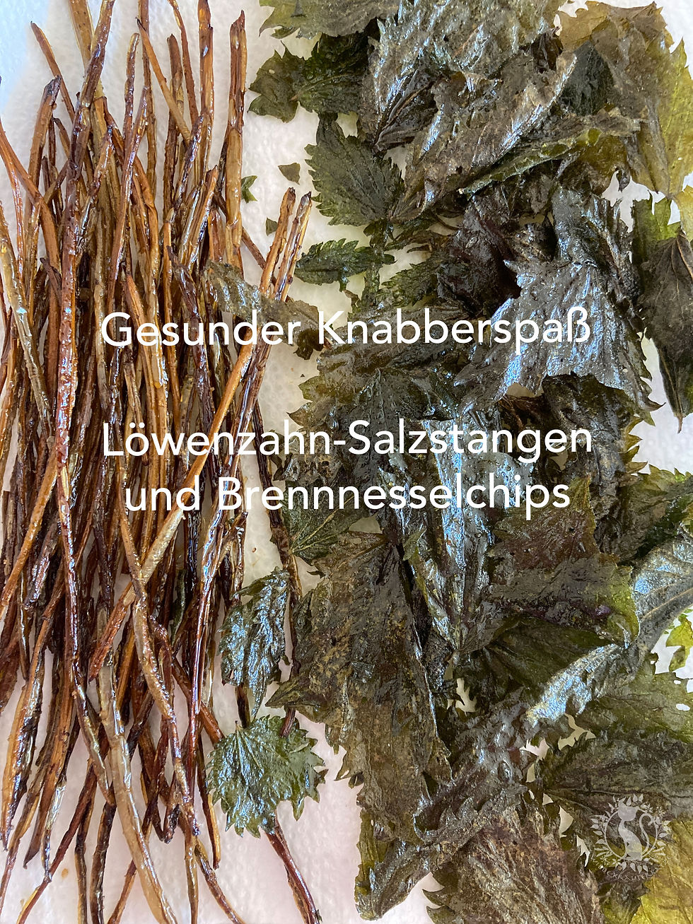 gesunde Knabbereien: Löwenzahnstiele als Salzstangen und Brennnesselchips