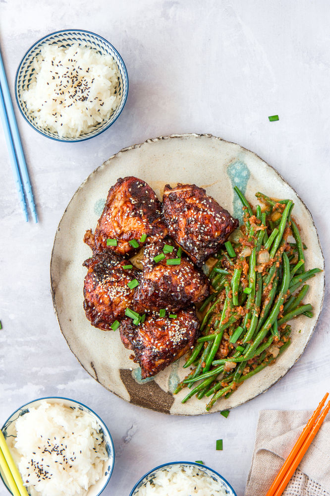 Roasted Sticky Five Spice Chicken Thighs