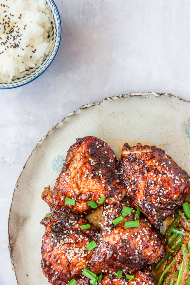 Roasted Sticky Five Spice Chicken Thighs