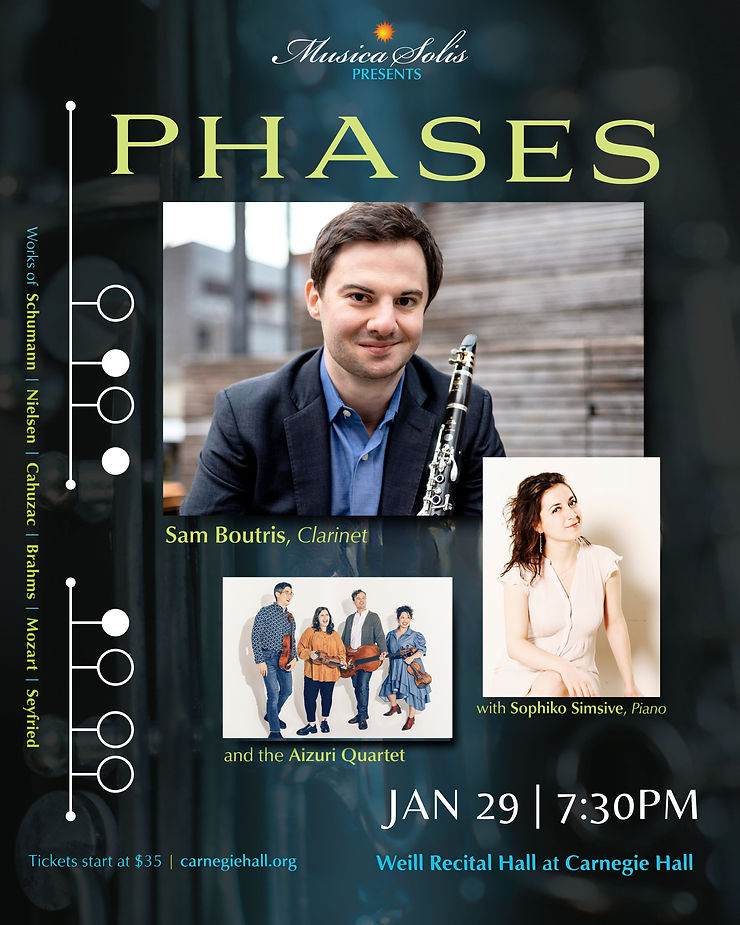 Experience the magic as rising star Sam Boutris makes his Carnegie Hall debut at Weill Recital Hall with a mesmerizing clarinet recital. Don't miss this milestone moment!