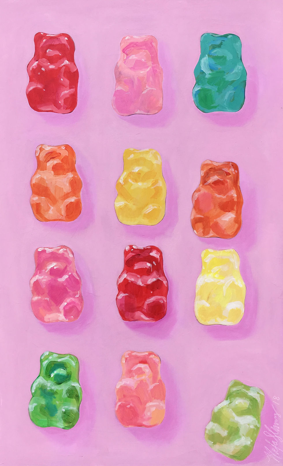 A painting of gummy bears by Natalie Strong
