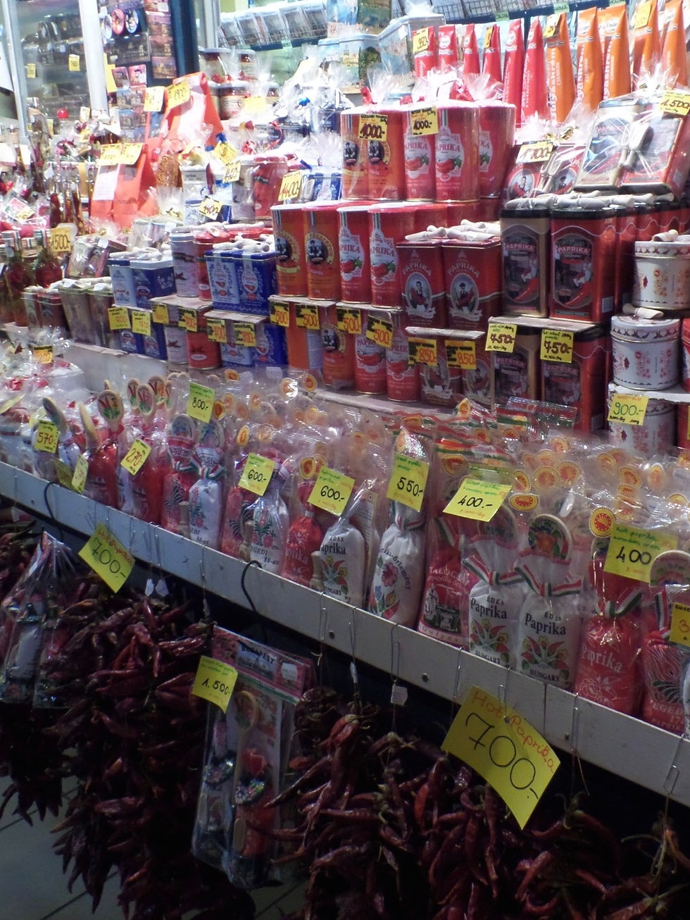 Paprika sold at a market in Hungary