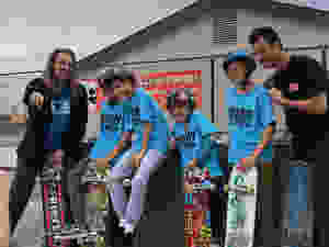 Skating instructors with students