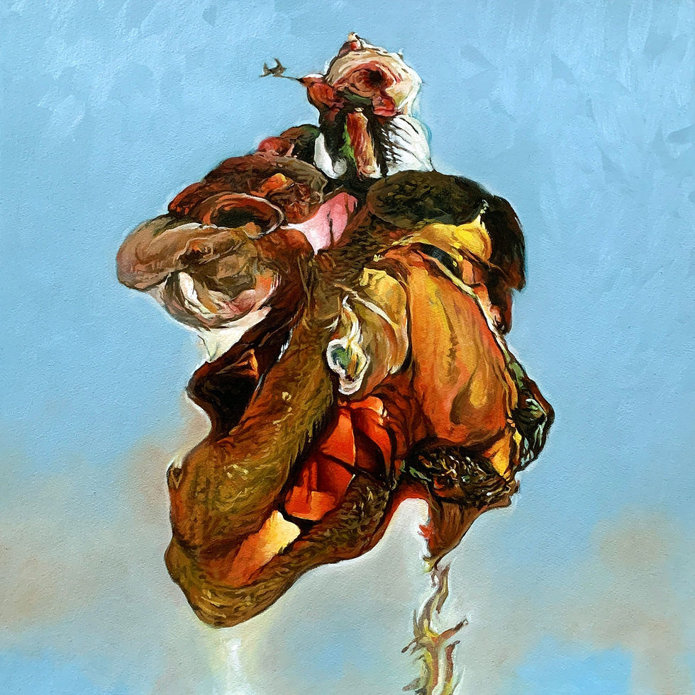 Artwork by Neal Von Flue: "Be Afraid, Be Very Afraid," oil on paper, 2020