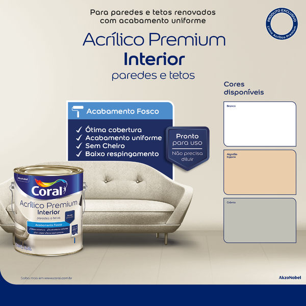 Miniatura: Tinta Acrílica Premium Interior Crômio 18L Coral