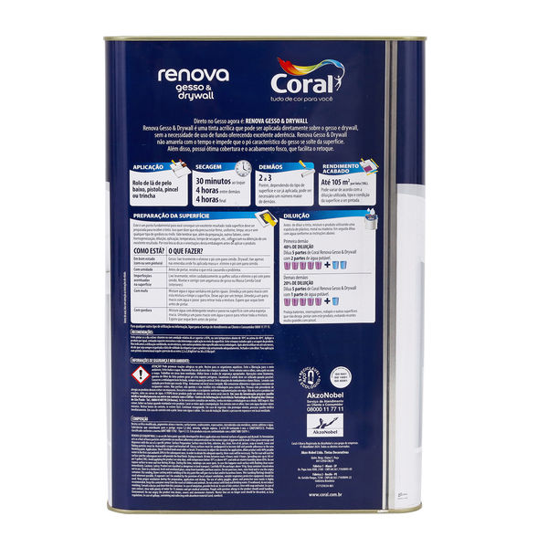 Miniatura: Tinta Renova Gesso e Drywall Branco 18L Coral