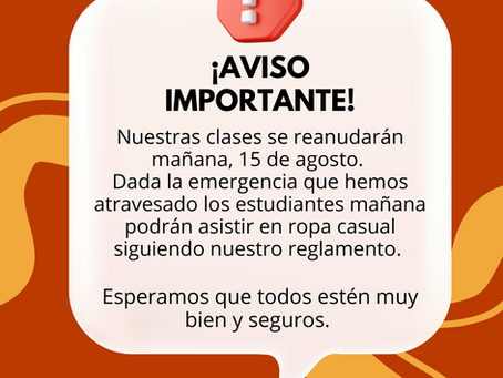 Reanudación de clases 