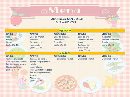 Menú Comedor Escolar (15-19 mayo)