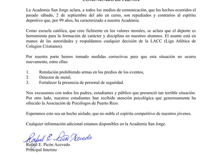 Comunicado oficial - 5 de septiembre