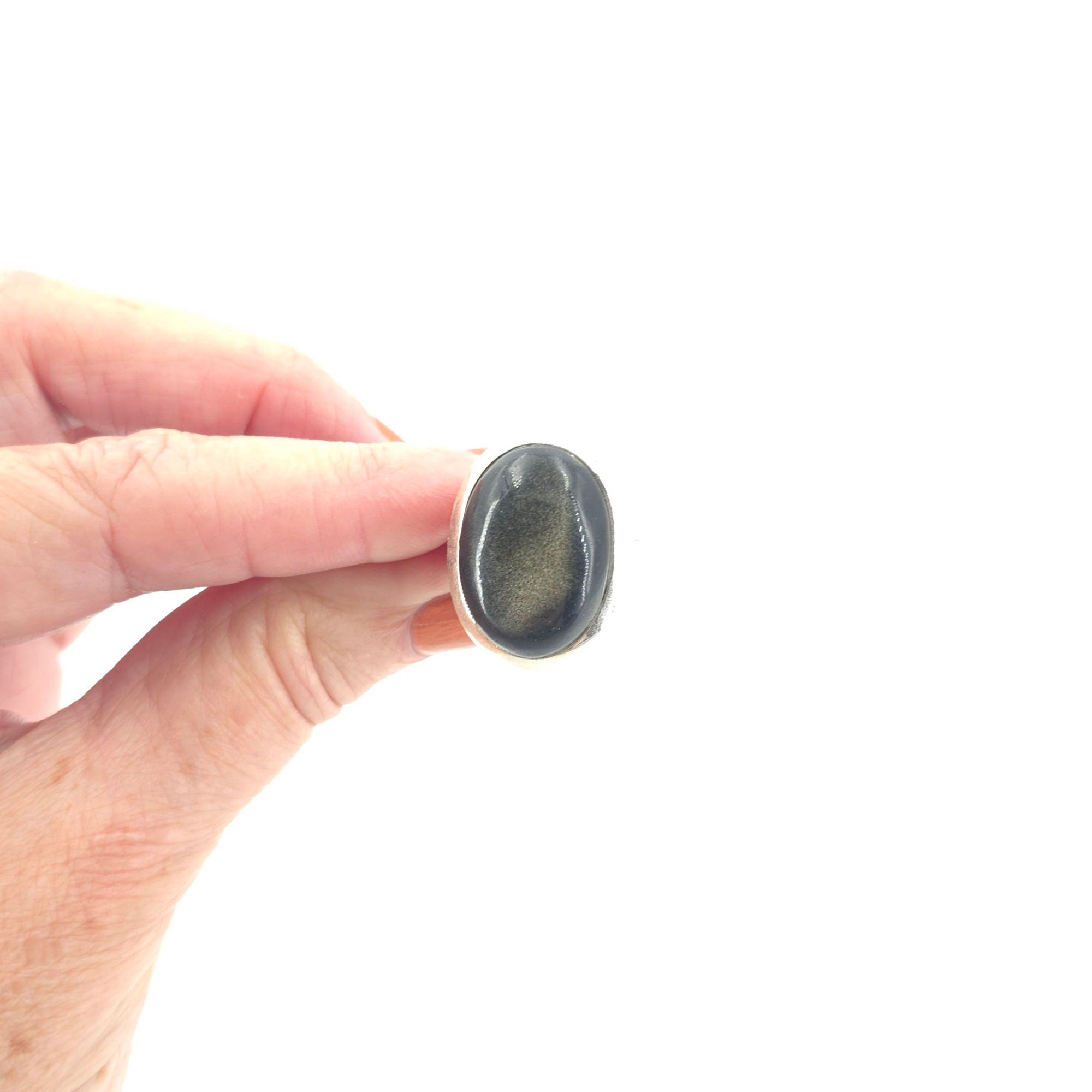 Bague en obsidienne dorée