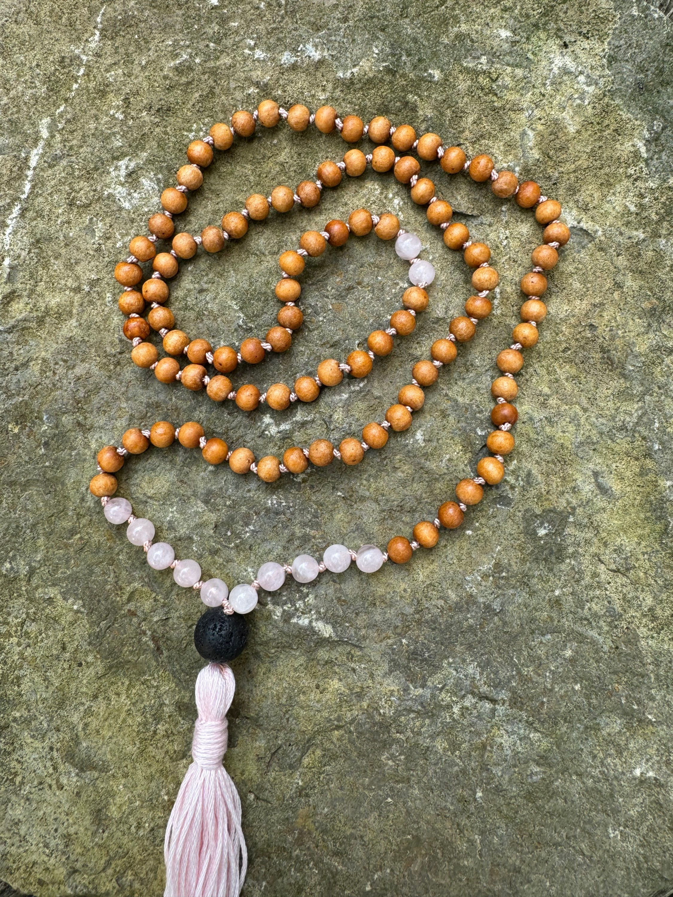 Herzchakra Mała Duft Mała Rosenquarz Lava Perlen Anahata