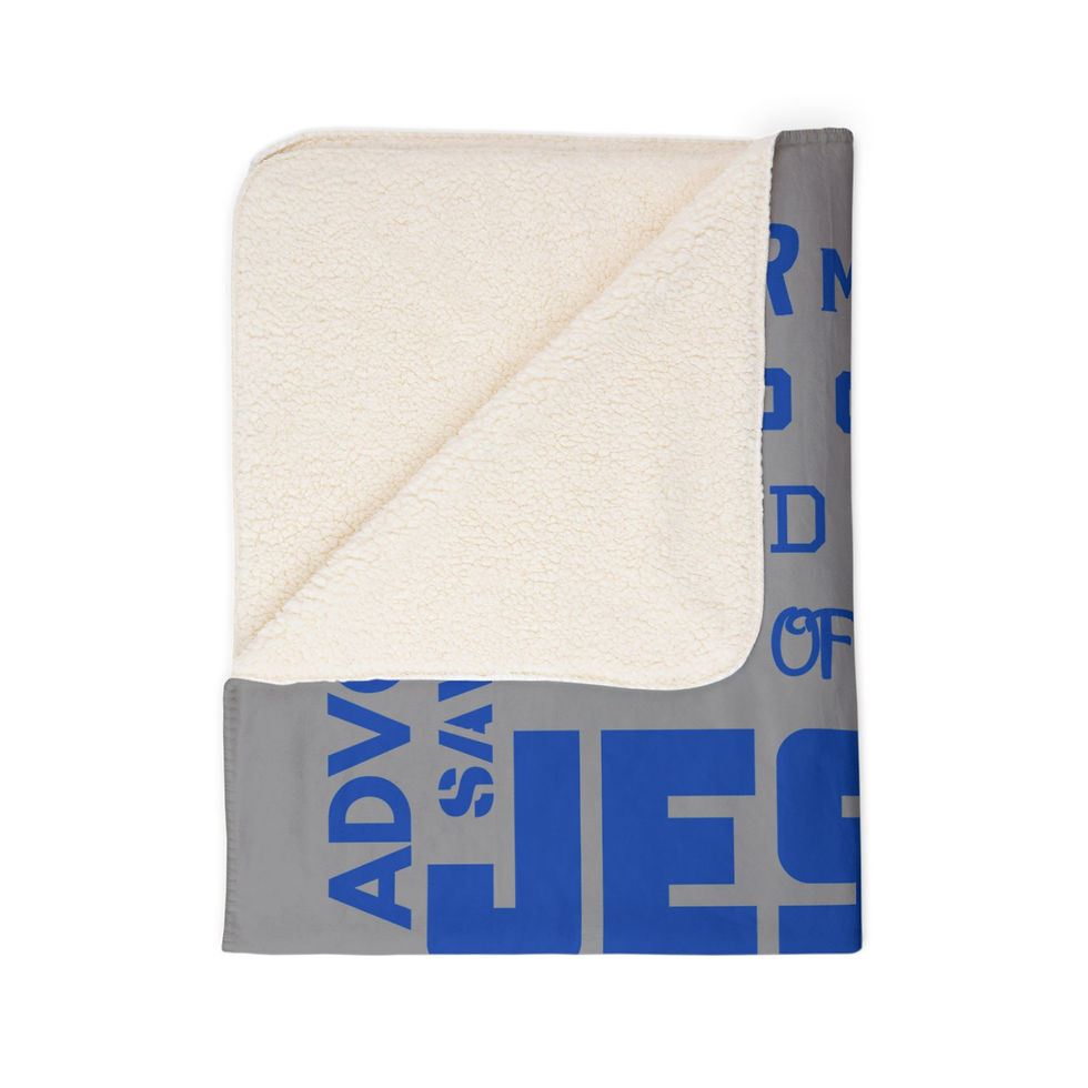 Thumbnail: Tan inside Blue & Grey Christian Faith-based Blanket