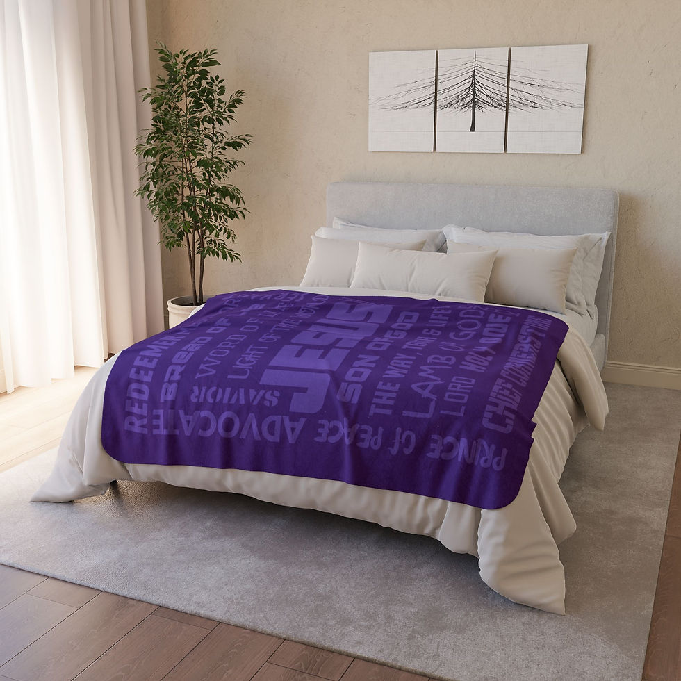 Thumbnail: Bed Image Violet & Purple our Christian Faith-based Blanket