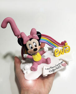 cake topper primo compleanno personalizzato in fimo minnie