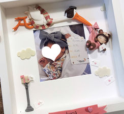 cornice nascita personalizzata con nome e dati nascita realizzata a mano in fimo