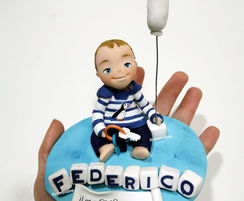 cake topper primo compleanno in fimo con abiti personalizzati