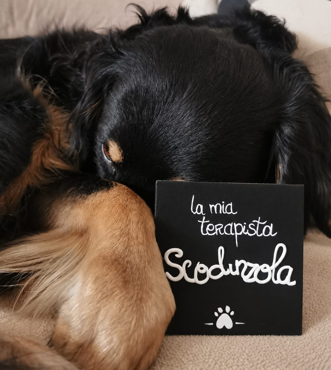 tela Con il sorriso con cane e frase La mia terapista scodinzola