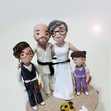 statuina matrimonio personalizzata karate con figli in fimo