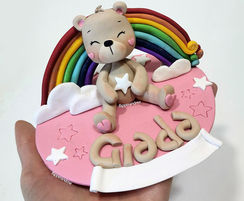cake topper personalizzato battesimo in fimo tema orsetto