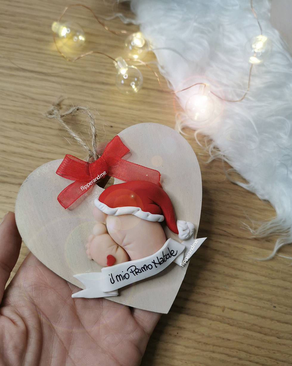 decorazione albero Natale piedini "il mio primo Natale" personalizzabile con nome