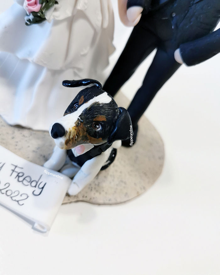 cake topper sposi con cane
