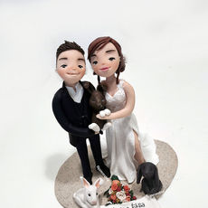 statuina matrimonio personalizzata in fimo con conigli