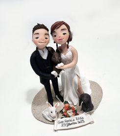 statuina matrimonio personalizzata in fimo con conigli