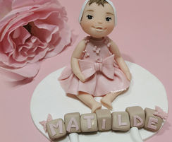 cake topper personalizzato battesimo in fimo con abiti festa