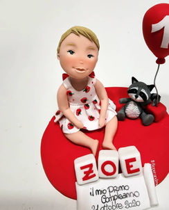 cake topper primo compleanno in fimo con abiti festa personalizzati