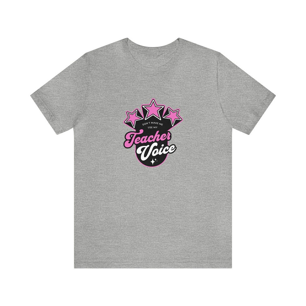 Thumbnail:  Don't Make Me use My teacher Voice Pink Unisex Jersey Short Sleeve Tee
