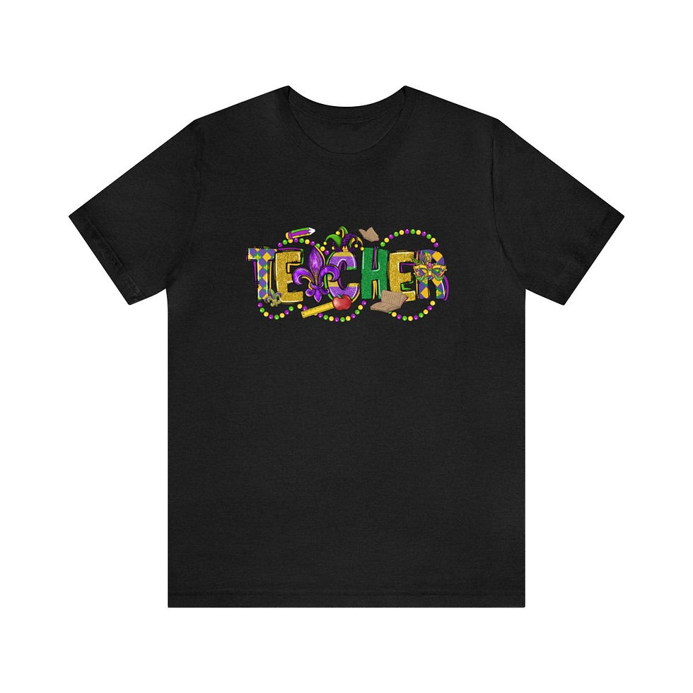 Thumbnail: Mardi Gras Inspired Teacher Short Sleeve Tee