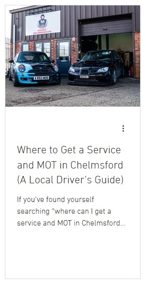 A blog post link to an article explaining where to get a car service and MOT in Chelmsford