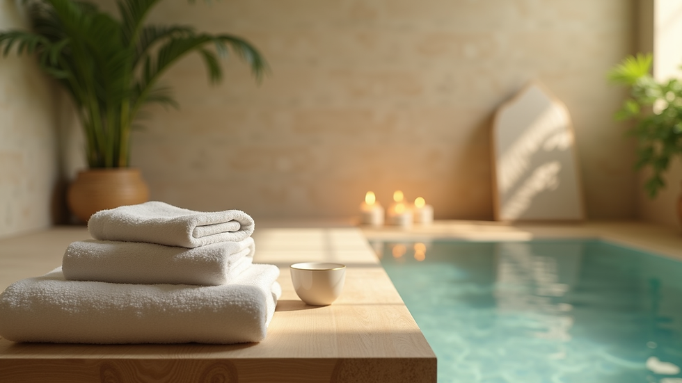 Close-up view of a serene spa environment with natural elements