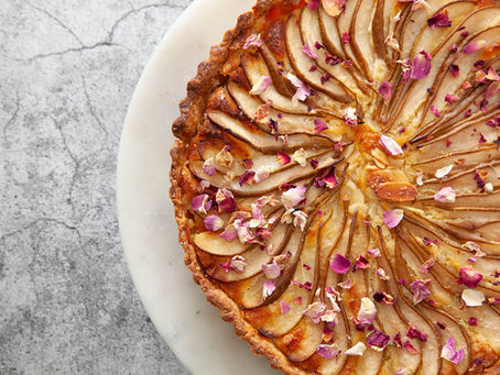 Pear and almond spelt tart
