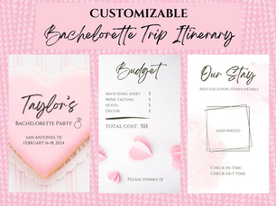 Galentine's Bachelorette Trip Itinerary | Editable Template