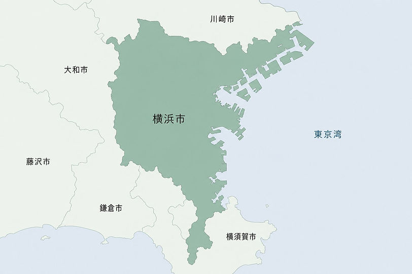 対応エリアの地図(神奈川県全域と東京都の一部)
