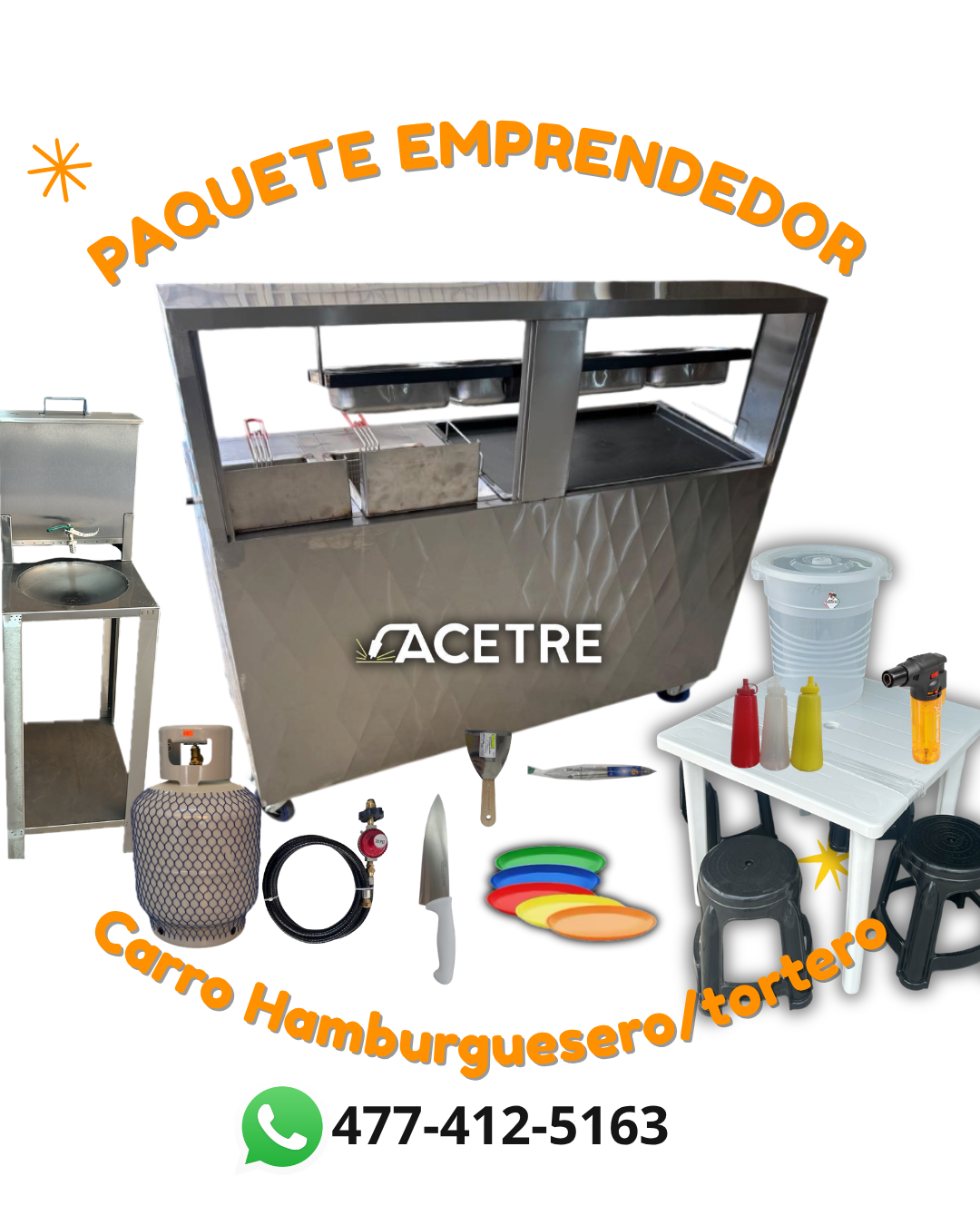 PAQUETE EMPRENDEDOR CARRO Hamburguesero/tortero